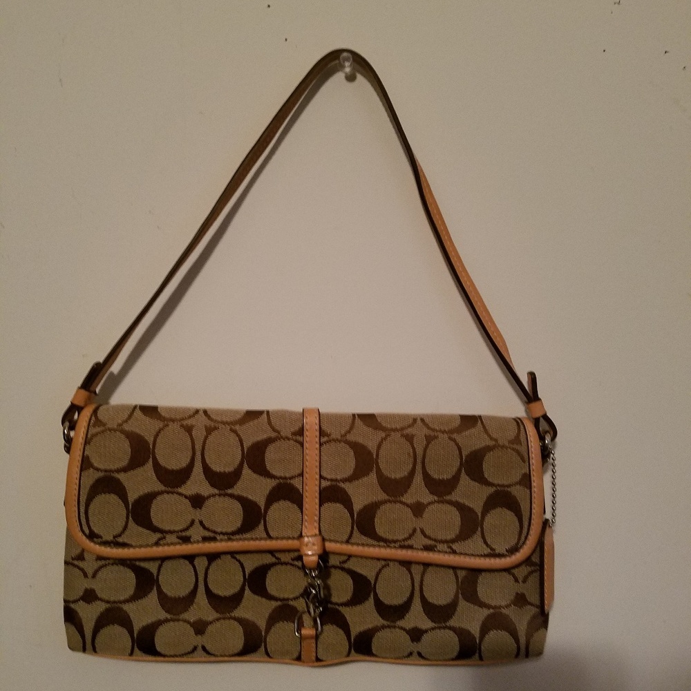 Coach Signature Tan Clutch Purse